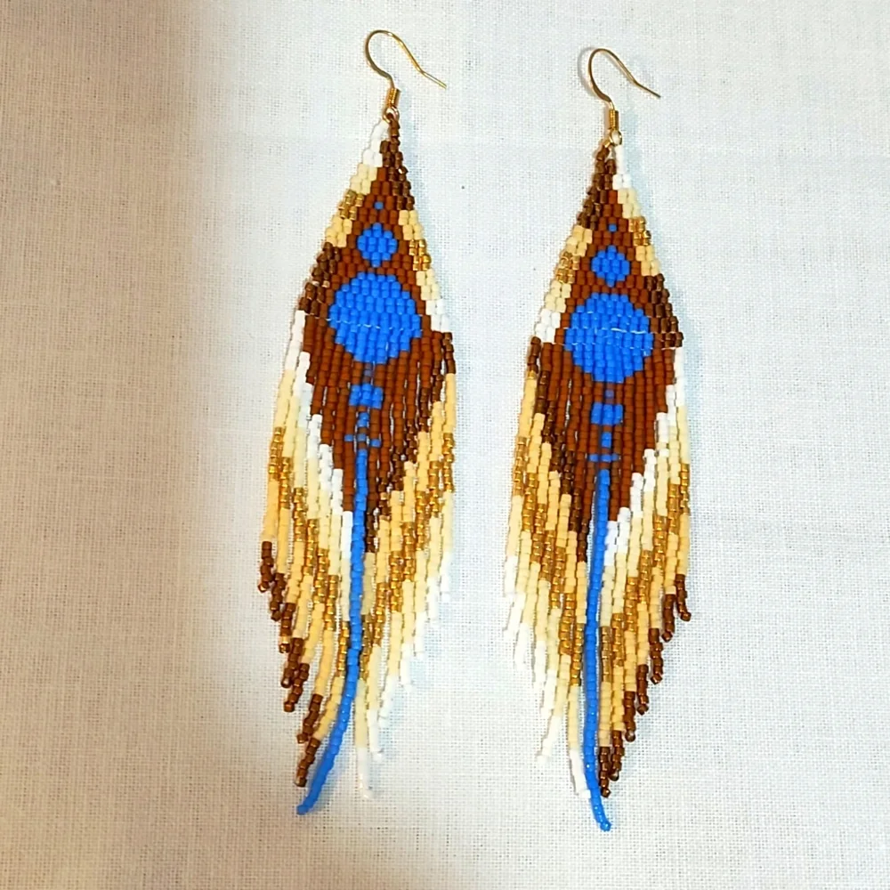 Beaded boho earrings with fringe - Picture 1 of 4